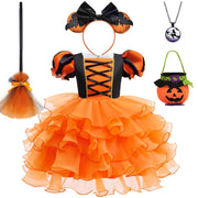 Orange Witch Halloween Cosplay Tiered Cake Dress
