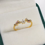 Sweet and Dainty Colourful Zircon Rings Gift Idea