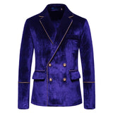 Plush Velvet Suit Two-piece Mens Party Suits Double Breasted Tuxedo Blazers & Pants