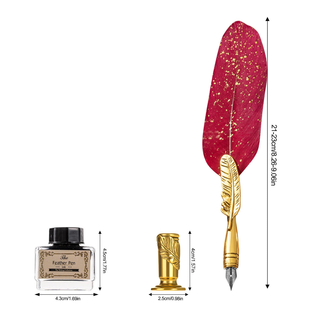 Feather Quill Pen and Ink Set Dip Calligraphy Writing Set with 5 Replacement Nibs Pen Holder
