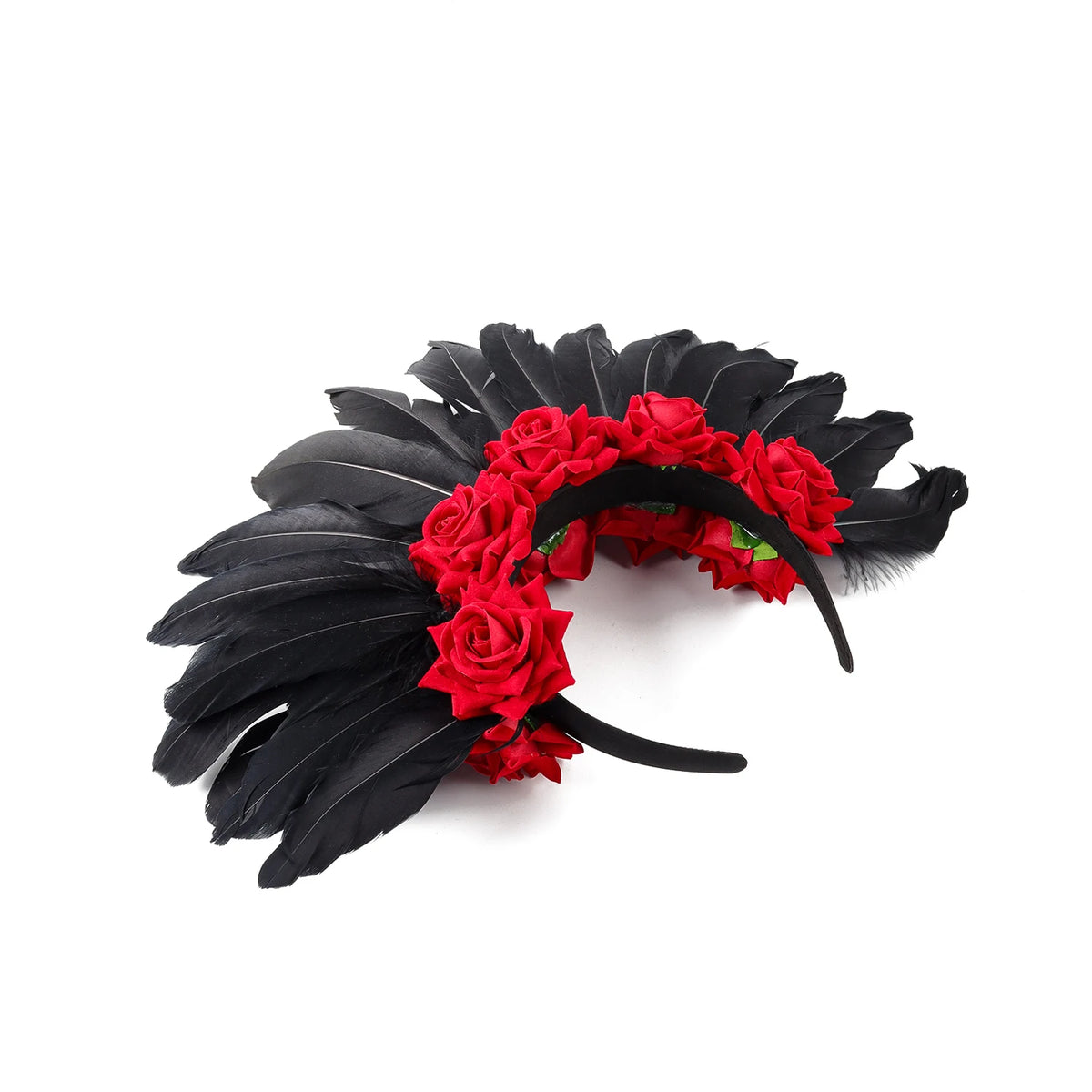 Carnival Showgirl Feather Rose Halo Headpiece Hairband Costume Headdress