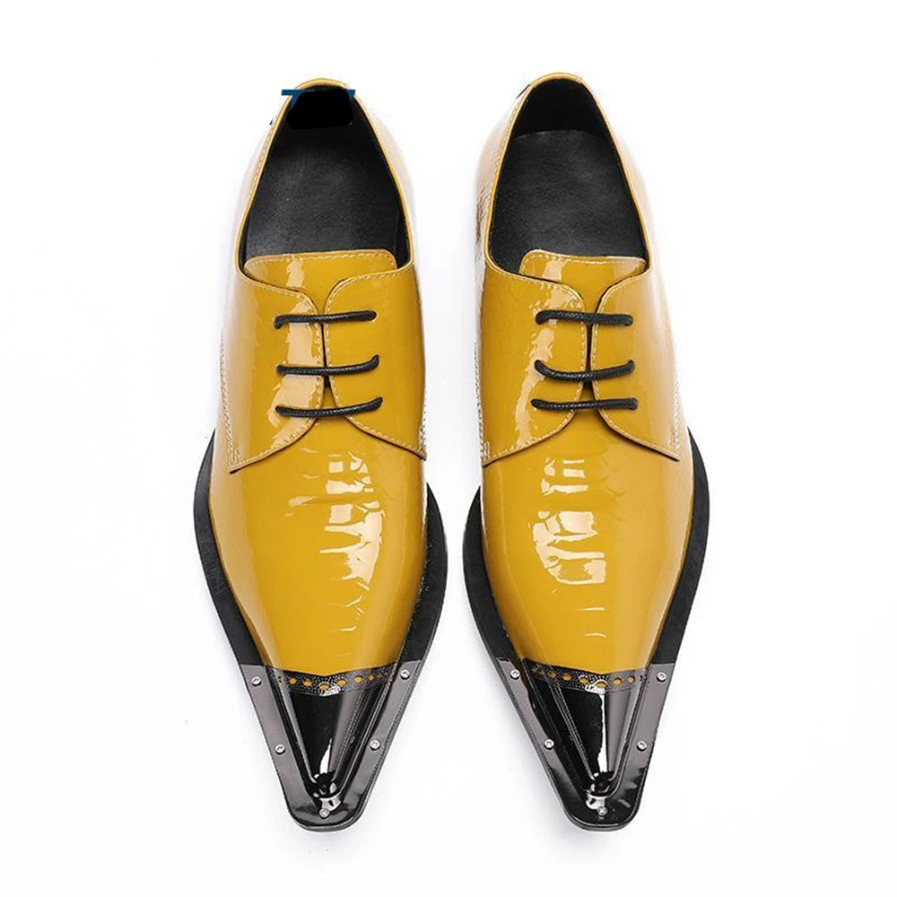 Crystal Blue Waters Real Leather Mens Oxford Pointed Toe Dress Shoes