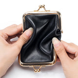 Genuine Leather Double Clamp Coin Purse Small Wallet Bag Pouch