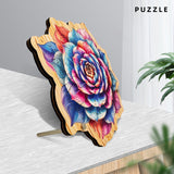 Rainbow Rose 73 Pieces Unique Shapes Wooden Jigsaw Puzzles