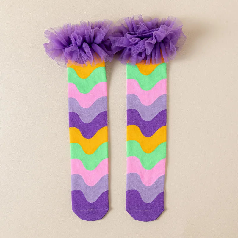 Girls Knee-High Rainbow Fun Socks 3-8T