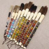 Decorative Pearl and Stone Calligraphy Artist Brushes