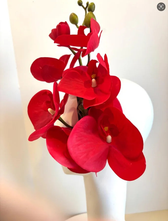 Handcrafted Large Realistic Orchid Statement Headpiece Floral Headband for Weddings Races Photoshoots