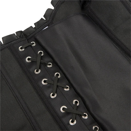 Lady Cataline's Black Ruffled Lace Gothic Overbust Corsets