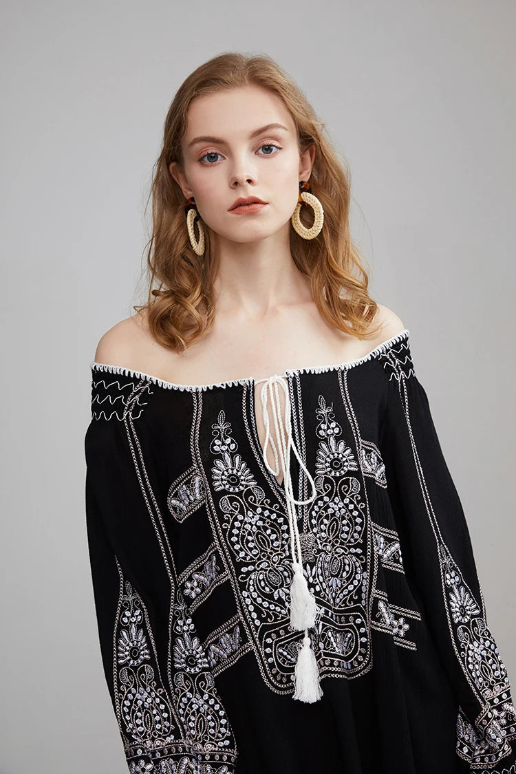 Mirai's Embroidered Boho Dress