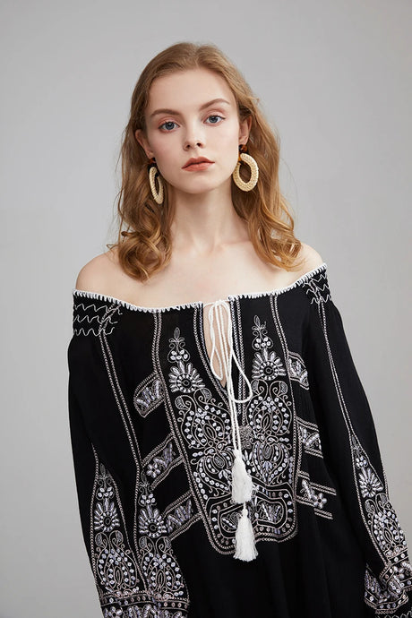 Mirai's Embroidered Boho Dress