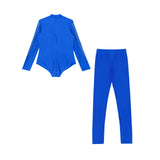 Boys Dance Leotard Ice Skating Gymnastic Long Sleeve Rhinestones Bodysuit with Leggings