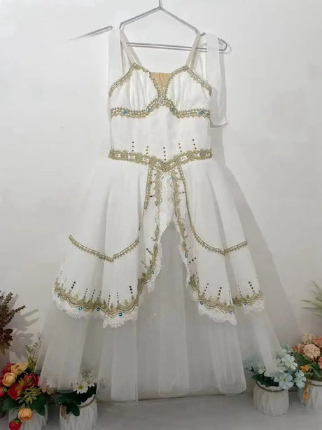 Le Réveil de Flore Dawn Goddess High-end Custom Made Professional Ballet Long Tutu Dress Competition Performance