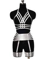 Pearlescent Colours Body Harness Body Cage Garter Belt Harness Full Set