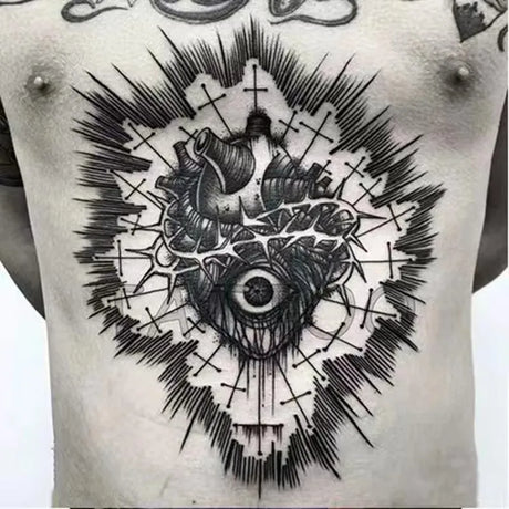 Dark Flower Collar Body Art Temporary Tattoo Chest Clavicle Tattoo Sticker