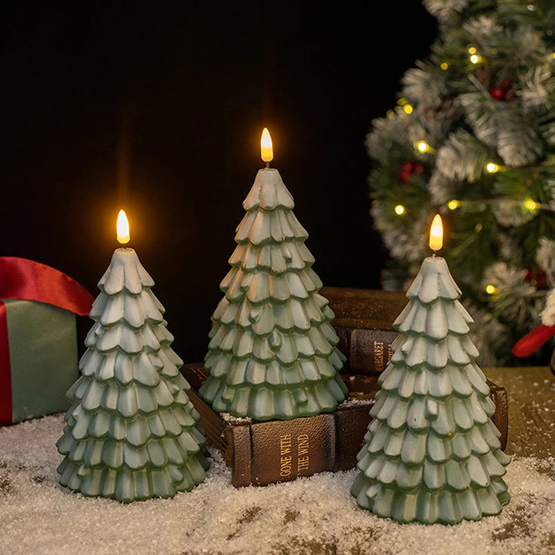 Christmas Tree Shaped Flameless LED Candles Battery Operated