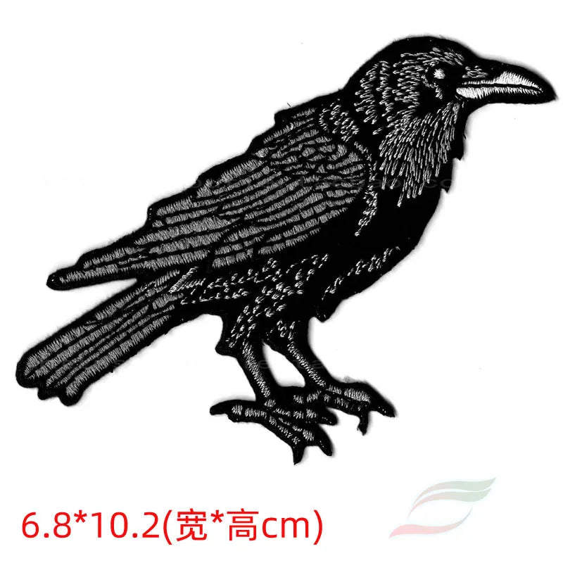 Crow Raven Black Birds Iron On Embroidered Patch DIY Craft