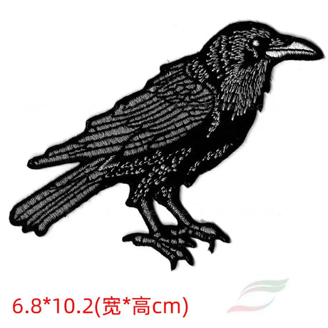 Crow Raven Black Birds Iron On Embroidered Patch DIY Craft