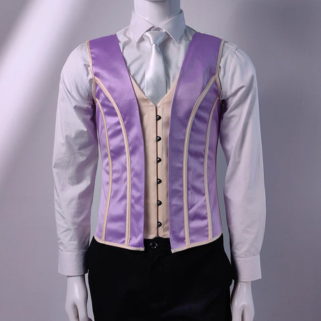 Lavender Men's Boned Waistcoat Corset Vest Lace Up Burlesque Performance Stage Costume
