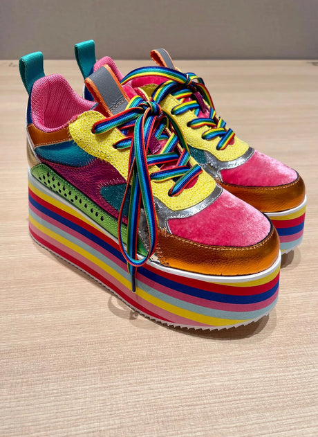 Rosie's Rainbow Sneakers Chunky Platform Shoes
