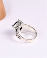 Token of the Wyverns S925 Sterling Silver Ring Ancient Pattern Rhombus Purple Zircon
