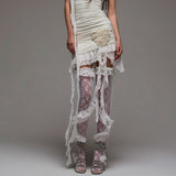 Gothic Lolita Ruffle Long Stockings Cosplay Costume Floral Lace Thigh High Socks