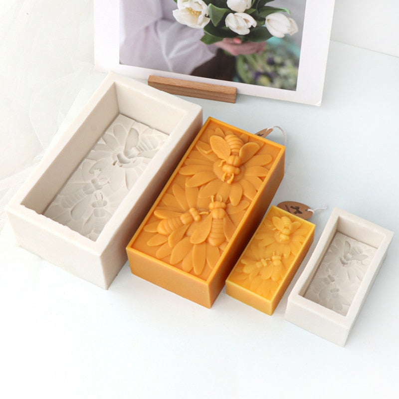 Bee Flower Silicone Mould DIY Soap Resin Baking Plaster Candle Making Moulds