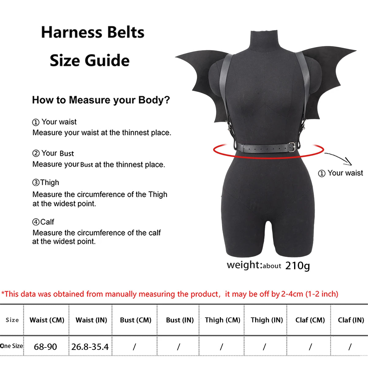 Bat Wings Harness Faux Leather Waist Belt Chest Harness