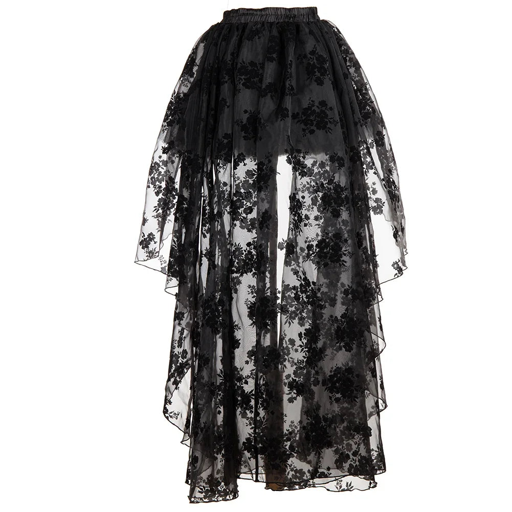 Gothic Tulle Skirt Steampunk Floral Lace