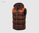 Woodsman Cotton Plaid Hooded Puffer Vest Jacket Thick Warm Winter Plaid Sleeveless Coat