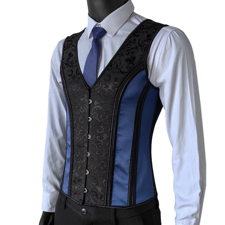 Men's Formal Boned Waistcoat Corset Vest Lace Up Burlesque Performance Stage Costume
