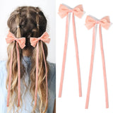 1 Pair Long Velvet Ribbon Bow Hairpins Hair Clips Barrettes