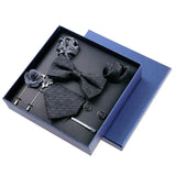 Men's 8pcs Tie Set Wedding Cravat Silk Bowtie Pocket Square Cufflinks Brooch Box Set Gifts For Men