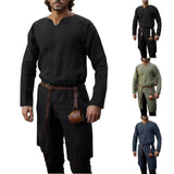 Medieval Renaissance Linen Tunic Long Shirt Knight Vikings Pirate Cosplay Costumes