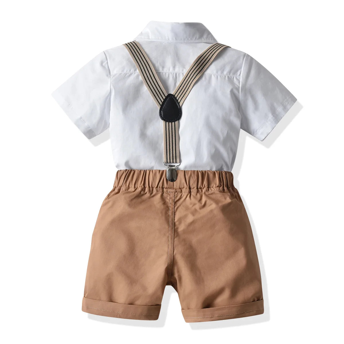 Summer Boys Shorts Suit Toddler Boys Formal Suspender Bowtie Trousers Suit 2-8 Years
