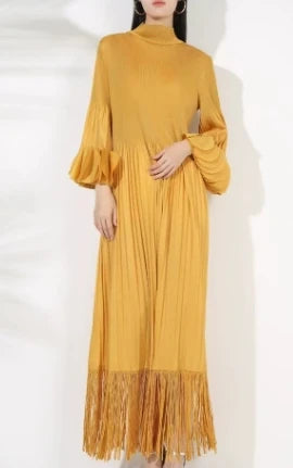 Petal Sleeves Pleated Tassel Dress Eight Colours