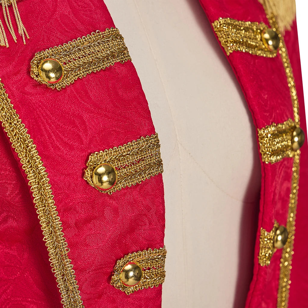 Ringmaster Jacket Regency Queen Red Fringed Military Tuxedo Women Gothic Steampunk Victorian Officer Uniform Coat