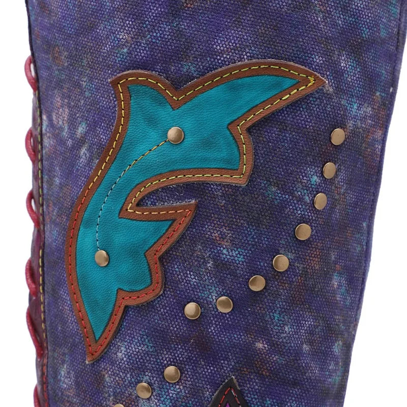 Wanda's Purple Genuine Leather Motorcycle Boots