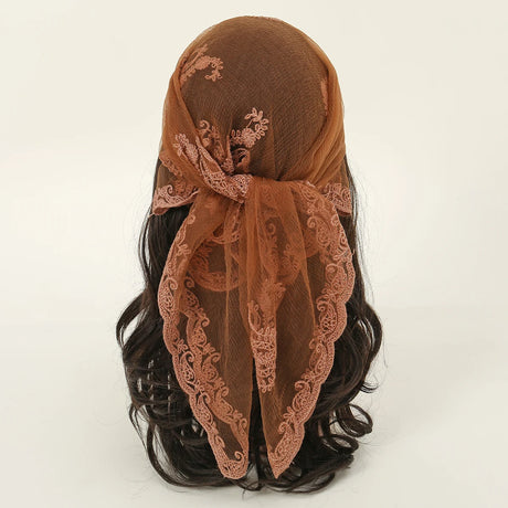 Lace Paisley Embroidered Square Bandana Scarf 23 Colours