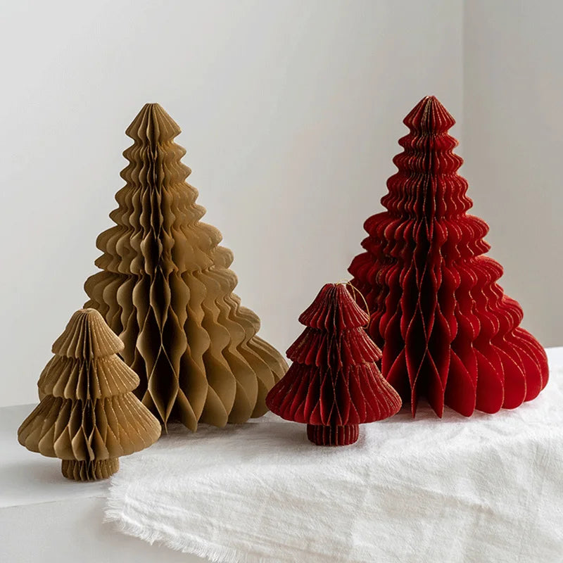 Christmas Paper Honeycomb Decorations Ball Folding Christmas Tree Table 3D Ornaments