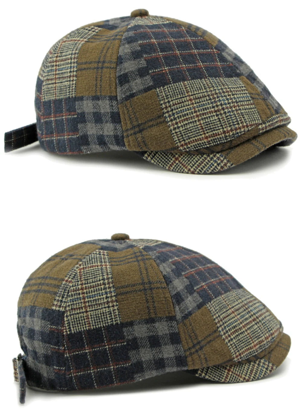 Patchwork Plaid Cabbie Beret Hat