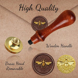 Bee Wax Seal Stamp and Wooden Handle Set Embossed Stamp Sealing Removable 1" Brass Stamp Head