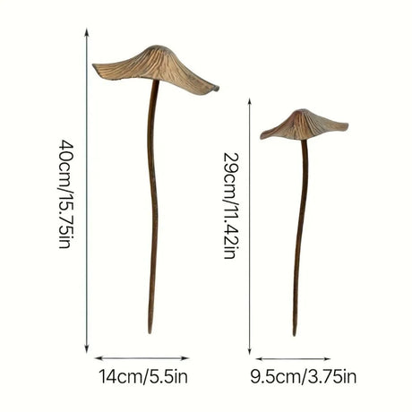 Garden Metal Rusty Mushroom Stakes