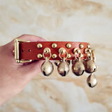 Barone Bettino's Handmade Dog Collar Brass Bells Genuine Leather