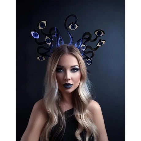 Surreal Evil Eye Snake Crown Light Up Rave Headpiece Halloween Costume