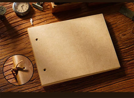 Stitched Genuine Leather Notebook 6 Colours Handmade Journal with Lock Blank Kraft Paper 200 Pages Sketchbook