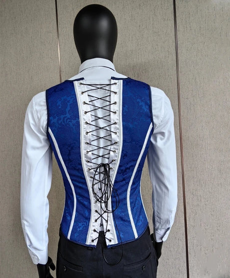 Vintage Circus Men's Boned Waistcoat Corset Vest Lace Up Burlesque Performance Stage Costume