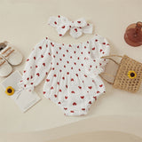 Valentines Day Easter St Patricks Christmas Baby Girls Heart Print Romper with Headband
