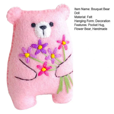 Bouquet Bear Doll Miniature Pocket Hug 5.5*4cm Felt Little Plushie Toy