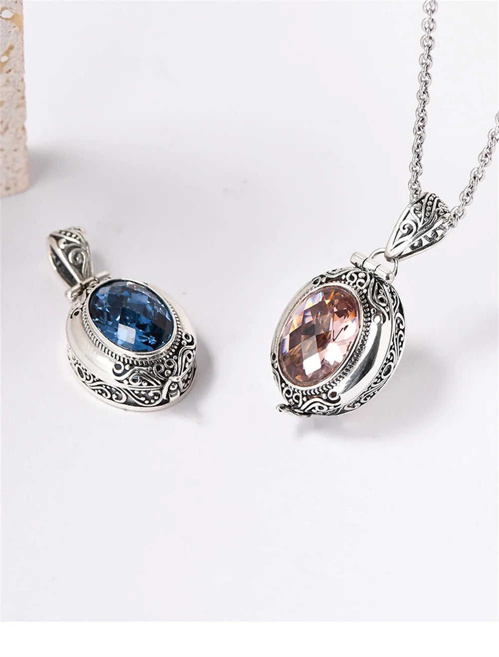 The Secret Keeper's S925 Sterling Silver Locket Pendant Zircon Crystal