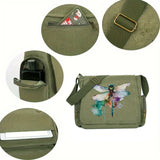Watercolour Dragonfly Print Canvas Shoulder Bag Crossbody Messenger Bag